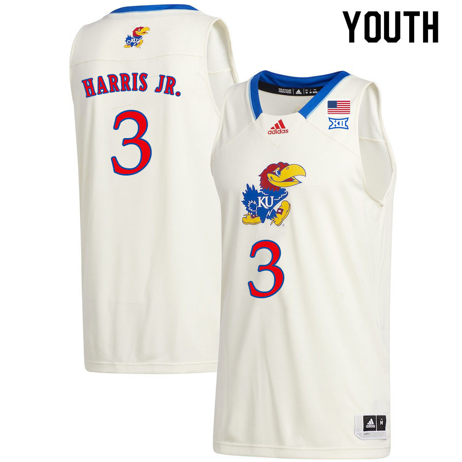 Youth #3 Dajuan Harris Jr. Kansas Jayhawks College Basketball Jerseys Sale-Cream